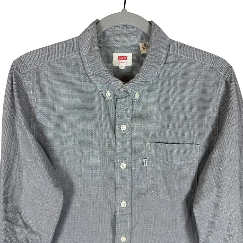 Levi's Shirt Men's Small‎ Gray Round Hem Pockets Long Sleeve Casual Button-Down